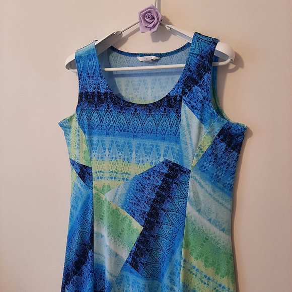 TanJay sleeveless dress Size 12 Never Worn  blue and green - Picture 5 of 13